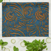 Teal William Morris stijl Acanthus blad botanisch Theedoek (Gevouwen)