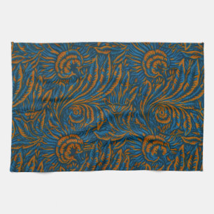 Teal William Morris stijl Acanthus blad botanisch Theedoek