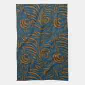 Teal William Morris stijl Acanthus blad botanisch Theedoek (Verticaal)