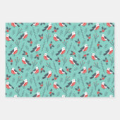 Teal Winter Christmas Theme Patterned Gift Inpakpapier Vel (Voorkant)
