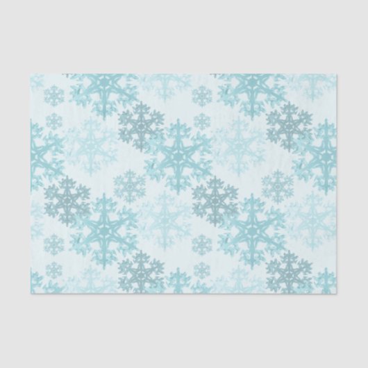 Teal Winter Ice Snowflake Pattern Tissue Paper Tissuepapier (Voorkant)