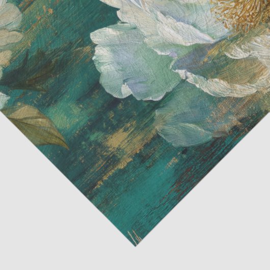 Teal Winter Peony Seamless Decoupage Tissuepapier (Detail)