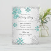 Teal Winter Wonderland Kerstfeest 4 Kaart (Staand voorkant)