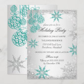Teal Winter Wonderland Kerstfeest 4 Kaart (Voorkant / Achterkant)