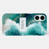 Teal, Wit & Goud Marmer Case-Mate iPhone Case (Achterkant (horizontaal))