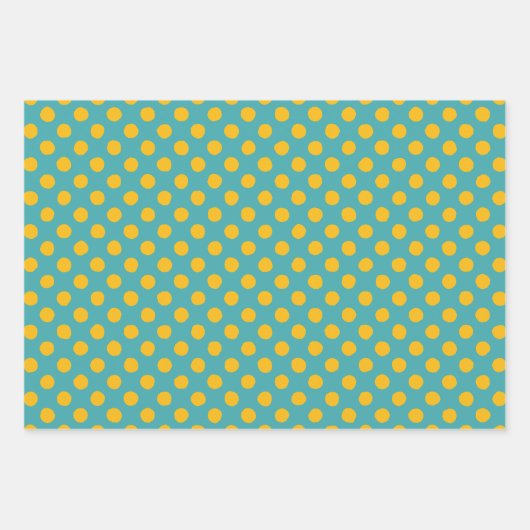 Teal With Yellow Messy Stripes & Messy Polka Dots Inpakpapier Vel (Voorkant)