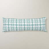 Teal Witte Checker Argyle Patroon Lichaamskussen (Achterkant)