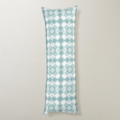 Teal Witte Checker Argyle Patroon Lichaamskussen (Achterkant (Verticaal))