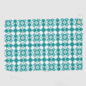 Teal Witte Geruite Argyle Patroon Golfhanddoek (Horizontaal)