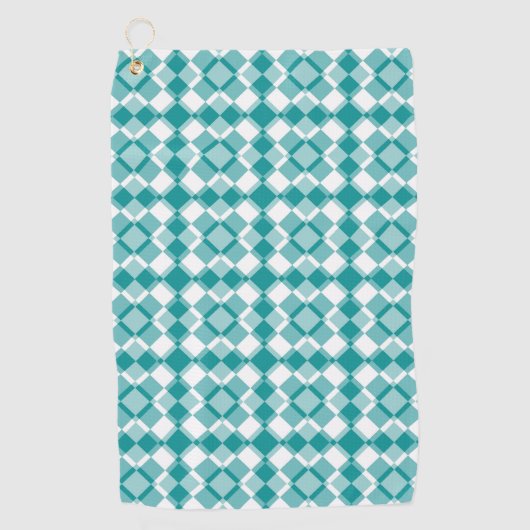 Teal Witte Geruite Argyle Patroon Golfhanddoek (Voorkant)
