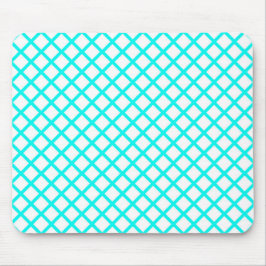 Teal Witte Harlekijn Diamanten Strepen Patroon Muismat