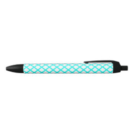 Teal Witte Harlekijn Diamanten Strepen Patroon Zwarte Inkt Pen