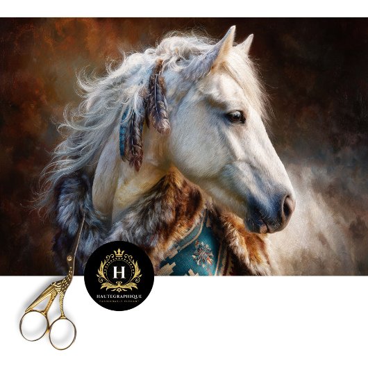 Teal Witte Hengst Westerse Meubelen Decoupage Tissuepapier