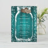 Teal Wood Mason Jar Rustic Fall Wedding Kaart (Staand voorkant)