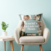 Teal World's Grootste Moeder 7 Foto Collage Kussen (Stoel)