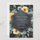 Teal Yellow Botanical Romance Wedding Kaart (Voorkant)