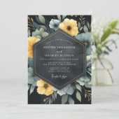 Teal Yellow Botanical Romance Wedding Kaart (Staand voorkant)