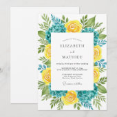 Teal Yellow Lush Summer Wedding Kaart (Voorkant / Achterkant)
