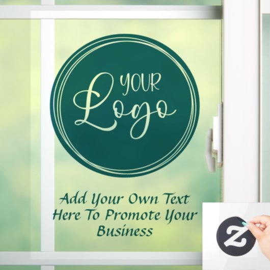 Teal Zakelijk Logo met Promotie Tekst Raamsticker (Huis)