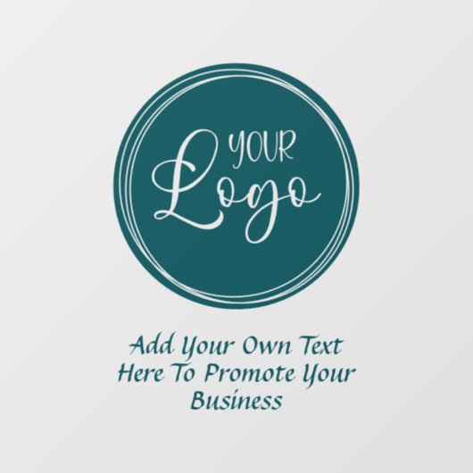 Teal Zakelijk Logo met Promotie Tekst Raamsticker (Vel)