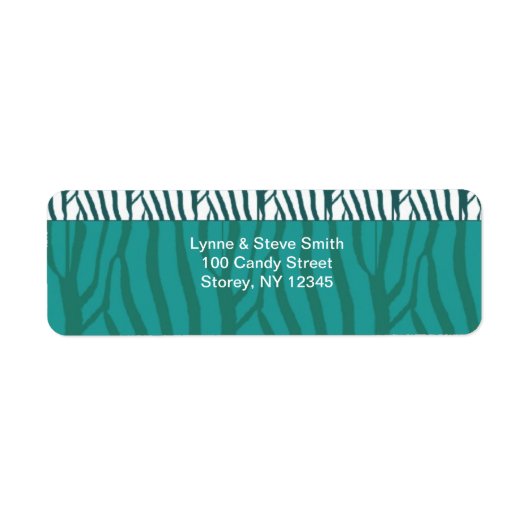 Teal Zebra Patroon Adreslabel Etiket (Voorkant)