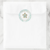teal zeeschildpad ontwerp ronde sticker (Tas)