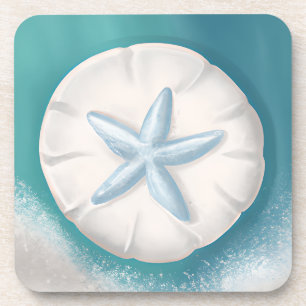 Teal Zeester en Zanddollar Strand-achtig  Bier Onderzetter