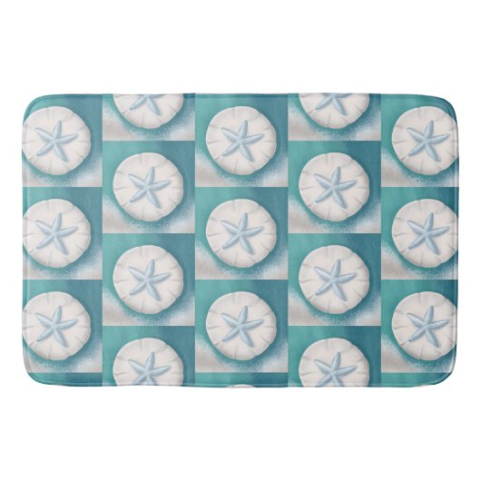 Teal Zeester en Zanddollar Strandstijl Badmat (Voorkant)
