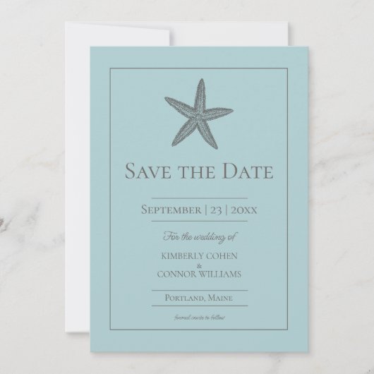 Teal Zeester Monogram Foto Save The Date (Voorkant)