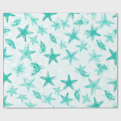 teal zeester oceaandessin cadeaupapier (Vlak)