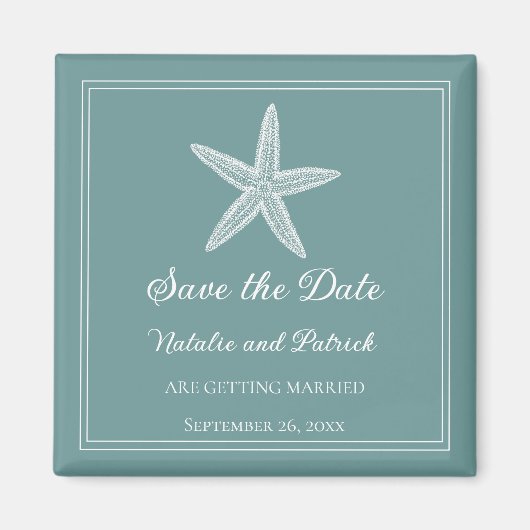 Teal Zeester Save the Date-magneet Magneet (Voorkant)