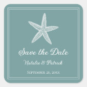 Teal Zeester Save the Date Vierkante Sticker (Voorkant)