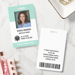 Teal Ziekenhuis Medisch Personeel Logo Pasfoto ID Badge