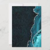 Teal & Zilver Glitter Agate Quinceanera Kaart (Achterkant)