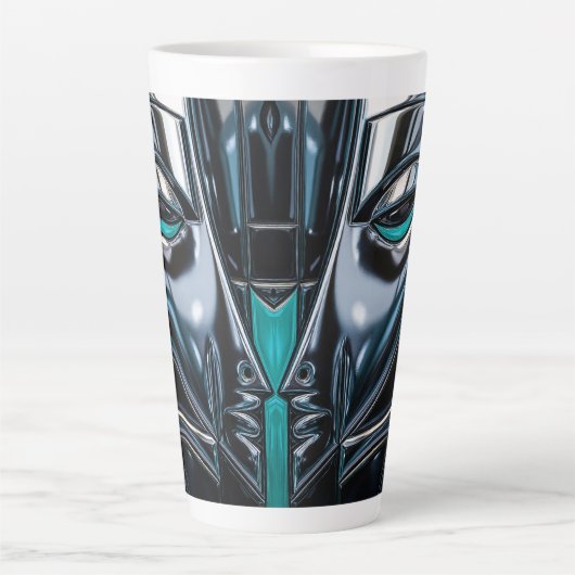 Teal & Zilver Profiel Latte Mok (Voorkant)