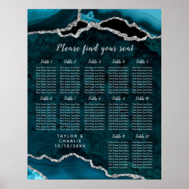 Teal Zilveren Agaat Trouw Stoelenplattegrond 12 Ta Poster