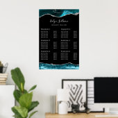 Teal Zilveren Agate Prijslijst Poster (Thuiskantoor)