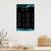 Teal Zilveren Agate Prijslijst Poster (Keuken)