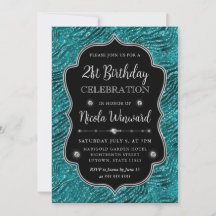 Teal Zilveren Tijgerstrepen Glitter Frame Verjaard