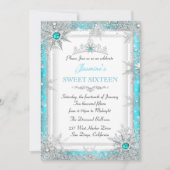 Teal Zilveren Winter Wonderland Sweet 16 Sneeuwvlo Kaart (Voorkant)