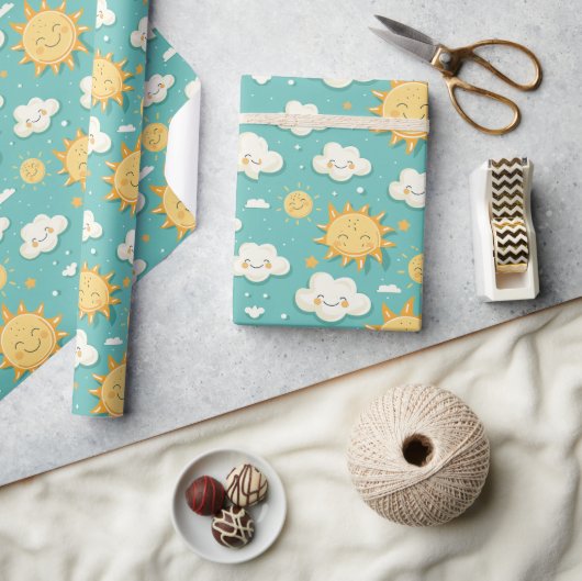 Teal Zonnige Dag Cadeaupapier (Crafts)