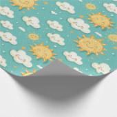 Teal Zonnige Dag Cadeaupapier (Hoek)