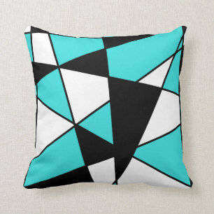 Teal zwart en wit modern geometrisch patroon kussen