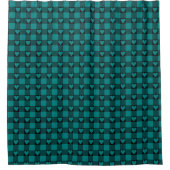 Teal Zwarte Buffalo Hart Plaid Douchegordijn (Voorkant)