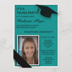 Teal Zwarte College Koffer Feest Slaapzaal Douche Kaart