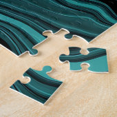 Teal Zwarte Marmer Werveling Abstracte Vloeibare G Legpuzzel (Zijkant)