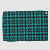 Teal Zwarte Ruit Argyle Patroon Golfhanddoek (Horizontaal)