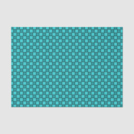 Teal Zwarte Schaakbord Patroon Tissuepapier