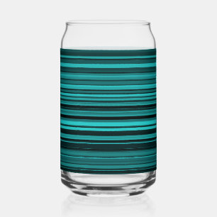 Teal Zwarte Strepen Blikvorm Glas