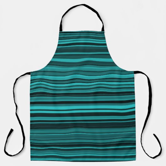 Teal Zwarte Strepen Schort (Voorkant)